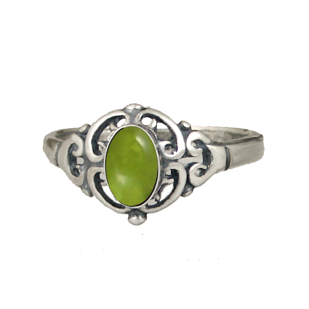 Sterling Silver Filigree Ring With Peridot Size 5